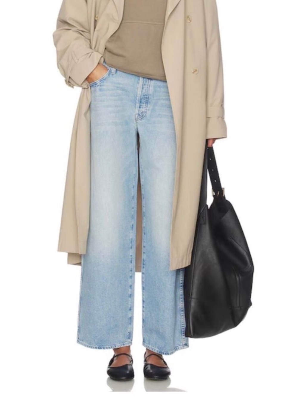 MOTHER Light Blue Wide-Leg High-Rise Jeans